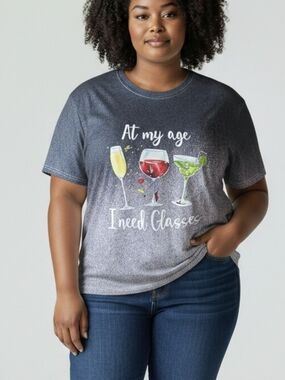 Source Unknown Gray Ombre 'At My Age I Need Glasses' Graphic Tee